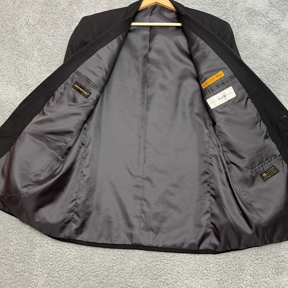 Jones New York Blazer Mens 42R Charcoal Grey Excellent 100% Wool Golden Twist - Picture 5 of 15